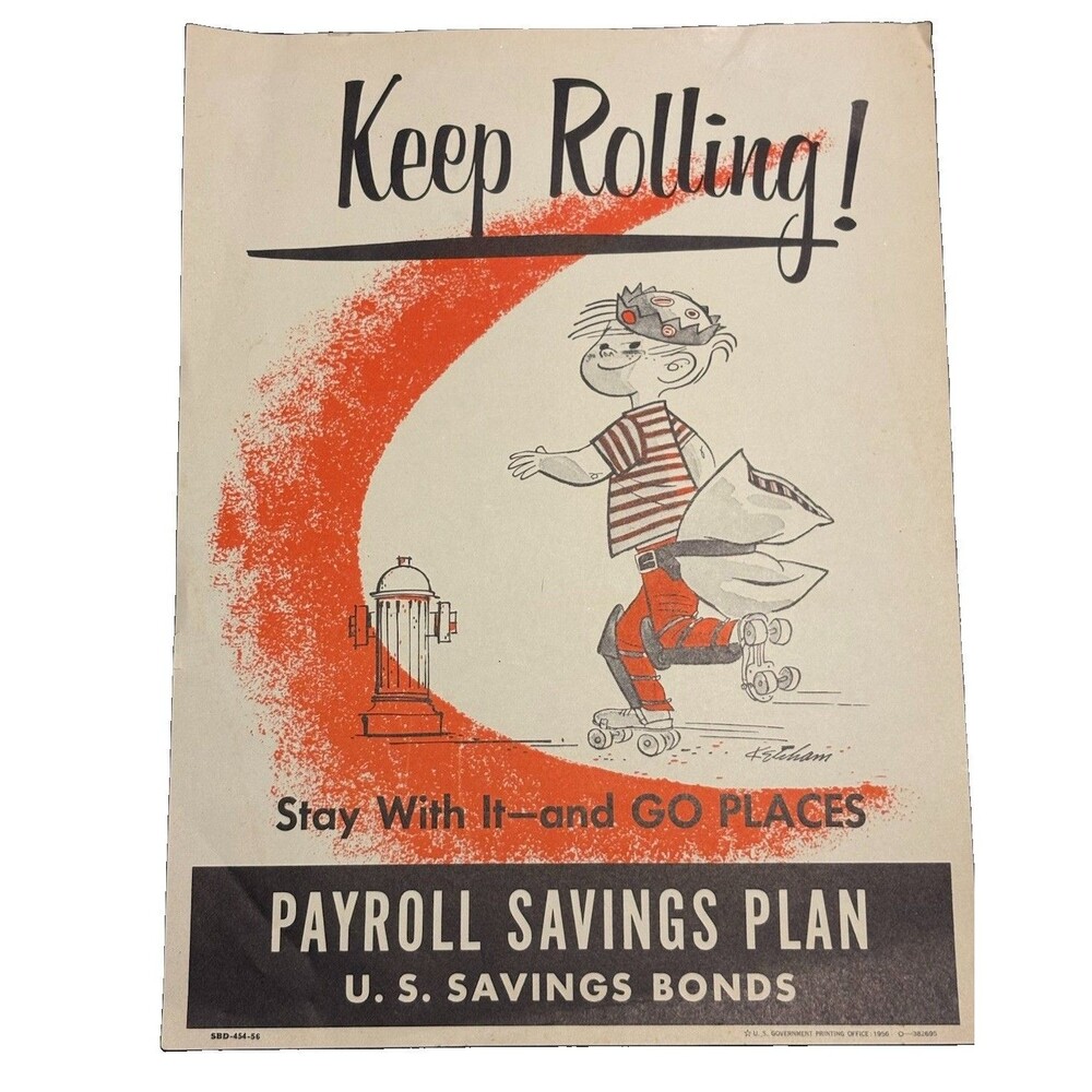 Vintage 1950s US Savings Bonds Posters Lot of 2 Savings Plan Posters Propaganda